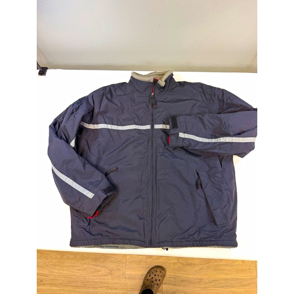 TerraWear Mens L Gray Insulated Jacket Full Zip Mid-Length Stand-Up Collar